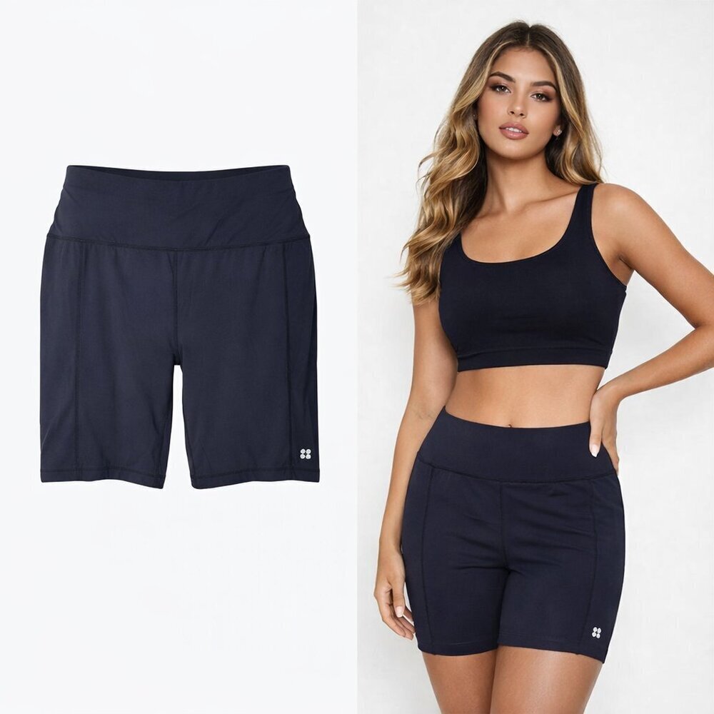 Sweaty Betty | Black High-Rise Biker Shorts | Stretch Performance | Size S